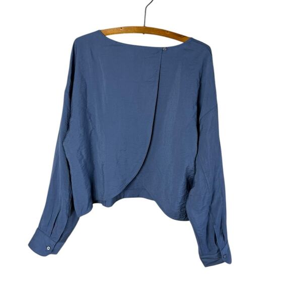 Madewell Women’s Sz large Relaxed Tulip-Back Top in Sunfaded Indigo Blue NO458 - Picture 7 of 8